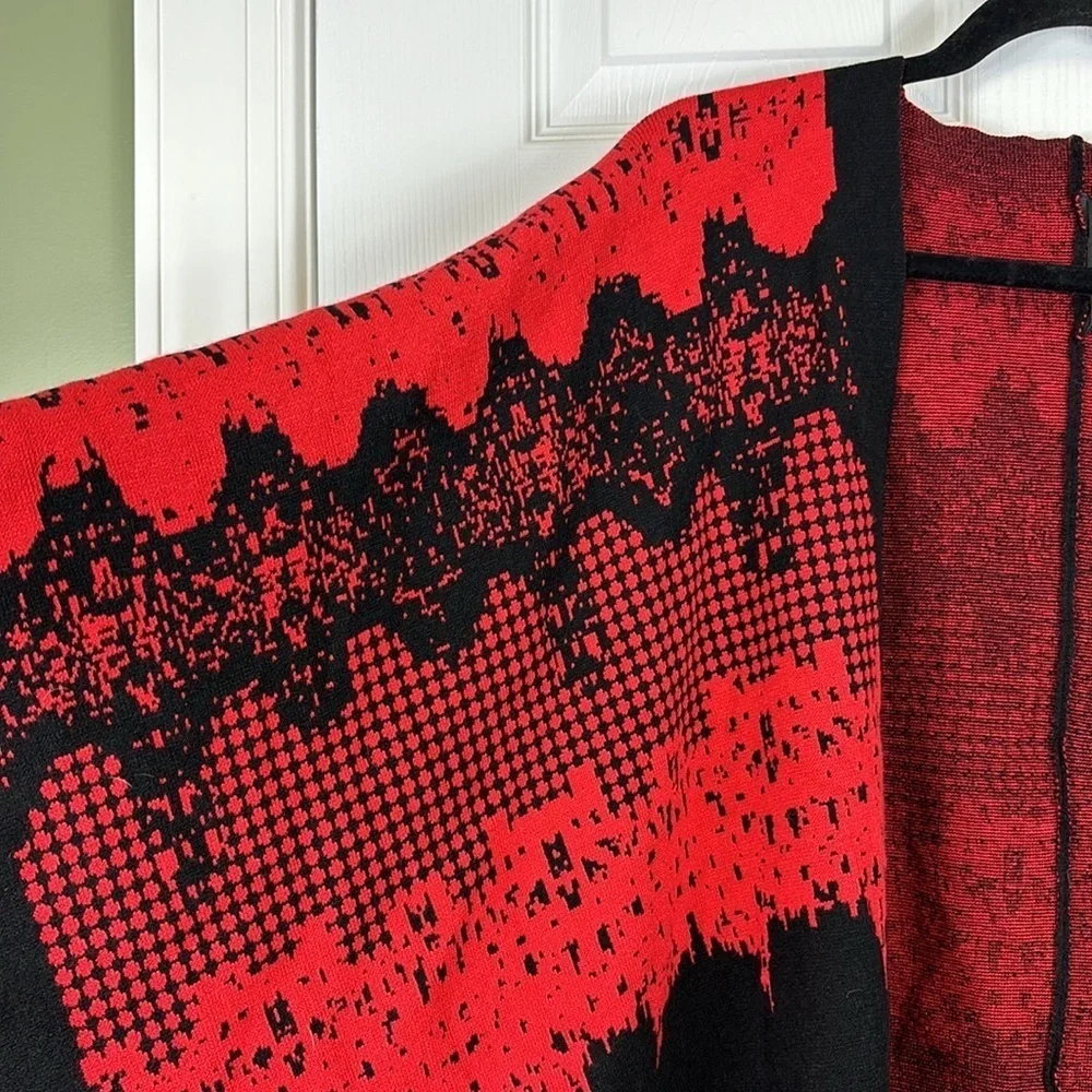 Ming Wang red black shawl wrap